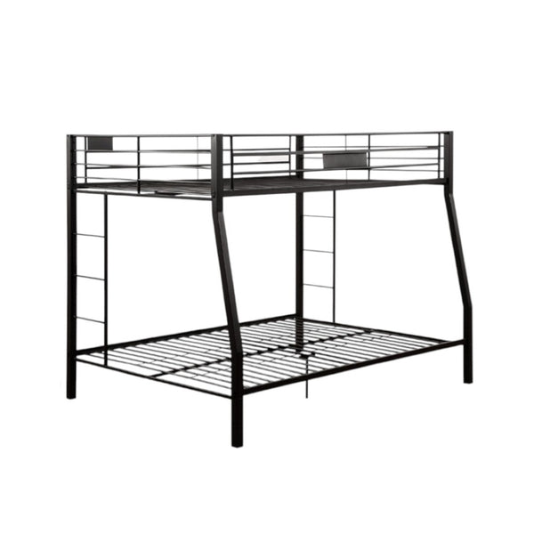 HomeRoots Twin Over Queen Bunk Bed - Modern Space-Saving Design with Sturdy Metal Frame and Safety Features Full Xl Over Queen 285321