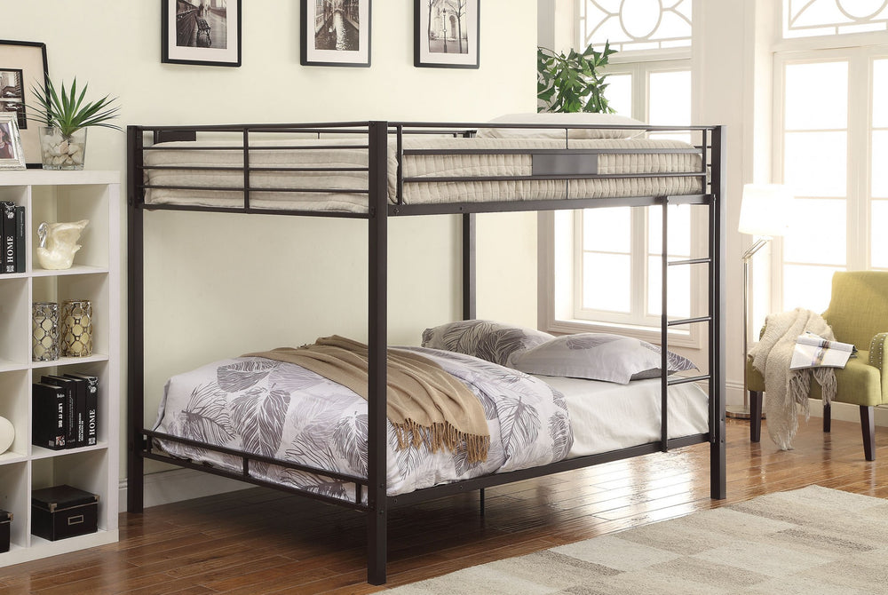 Homeroots 83" X 63" X 65" Sandy Black Metal Bunk Bed  Metal 285322