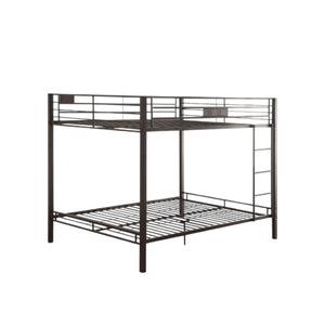 HomeRoots Black Queen-Over-Queen Bunk Bed – Stylish Space-Saving Design with Safety Features for Shared Rooms 285322