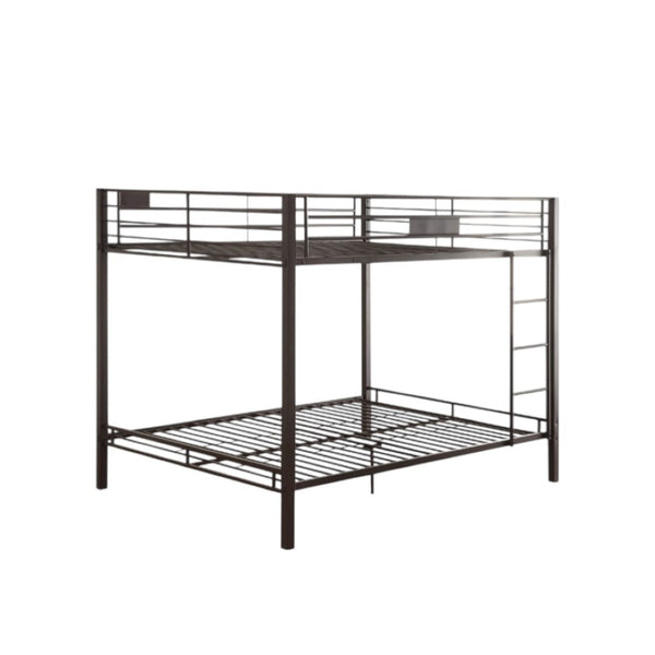 HomeRoots Black Queen-Over-Queen Bunk Bed – Stylish Space-Saving Design with Safety Features for Shared Rooms 285322