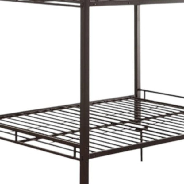 HomeRoots Black Queen-Over-Queen Bunk Bed – Stylish Space-Saving Design with Safety Features for Shared Rooms 285322