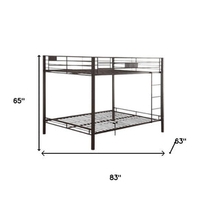 HomeRoots Black Queen-Over-Queen Bunk Bed – Stylish Space-Saving Design with Safety Features for Shared Rooms 285322