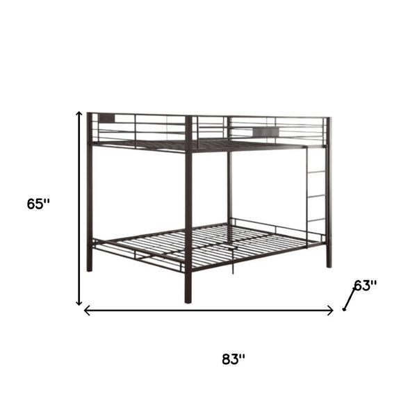 HomeRoots Black Queen-Over-Queen Bunk Bed – Stylish Space-Saving Design with Safety Features for Shared Rooms 285322