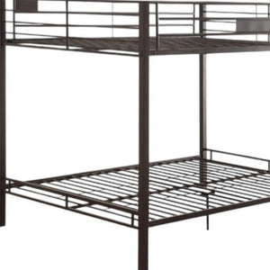 HomeRoots Black Queen-Over-Queen Bunk Bed – Stylish Space-Saving Design with Safety Features for Shared Rooms 285322