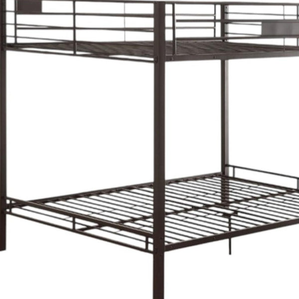 HomeRoots Black Queen-Over-Queen Bunk Bed – Stylish Space-Saving Design with Safety Features for Shared Rooms 285322