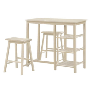 HomeRoots 43" Elegant Three-Piece Solid Wood Bar Table in Warm Beige - Perfect for Restaurants & Home Use 285353