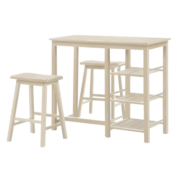 HomeRoots 43" Elegant Three-Piece Solid Wood Bar Table in Warm Beige - Perfect for Restaurants & Home Use 285353