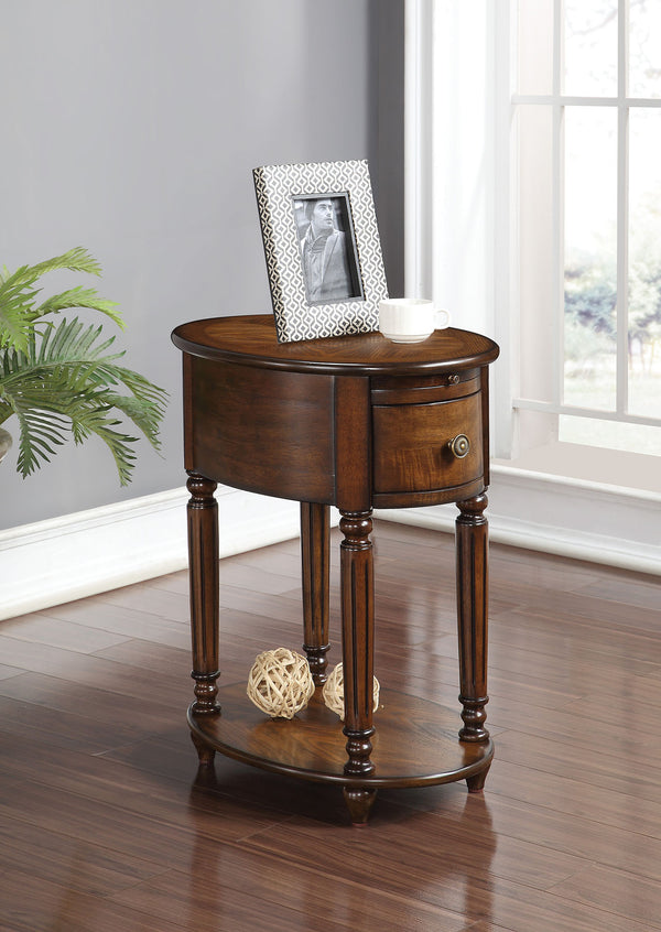 Homeroots Dark Oak Finish Oval Side Or End Table   285366