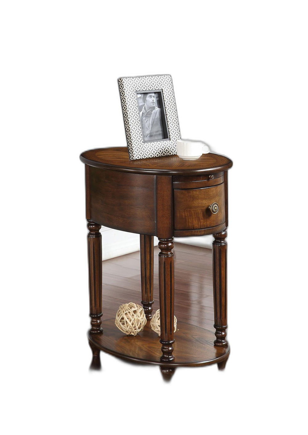 Homeroots Dark Oak Finish Oval Side Or End Table   285366