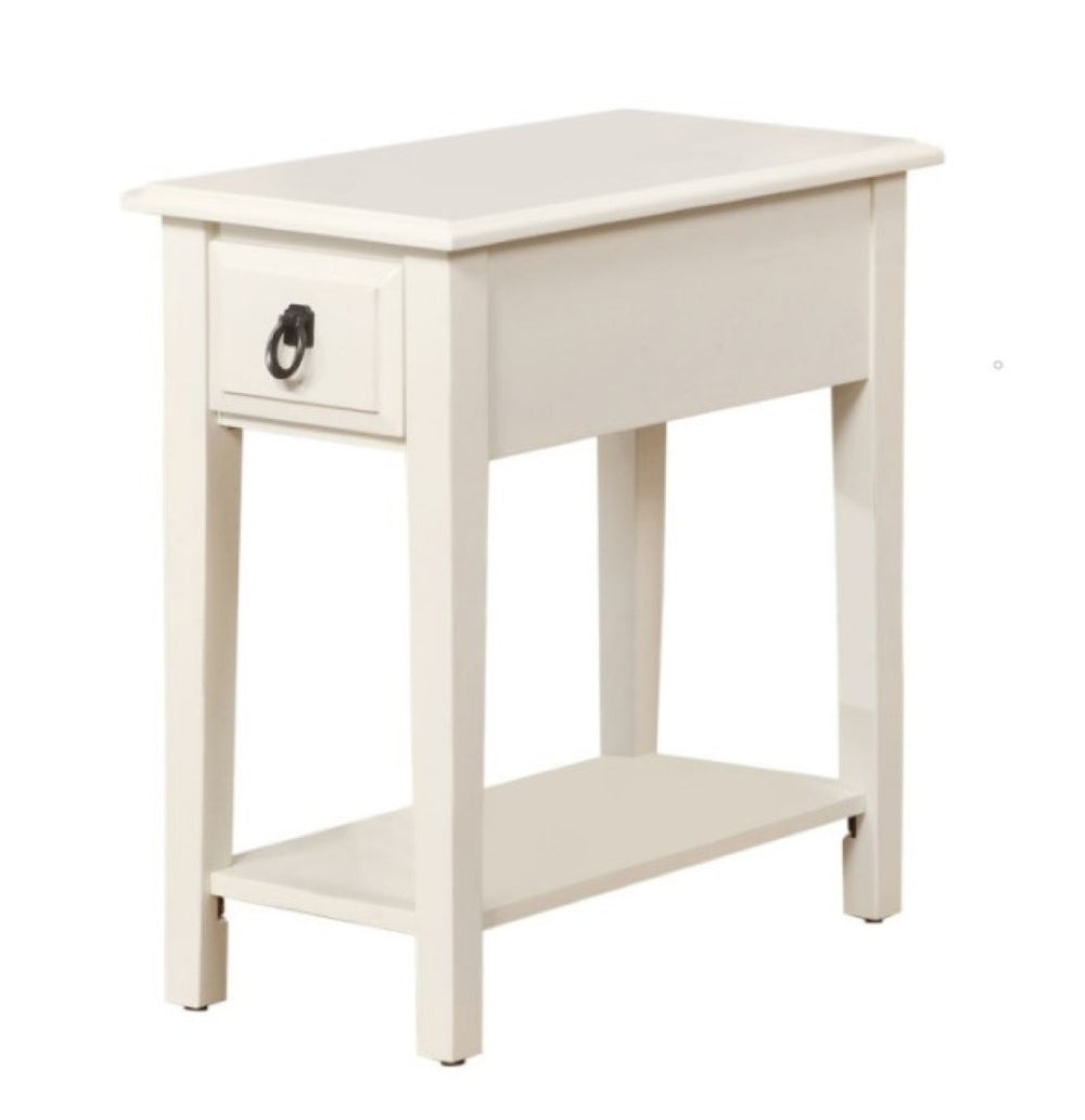 HomeRoots 23" Wood End Table with Drawer and Magazine Holder for Classic Charm and Versatile Storage Solutions White 285371