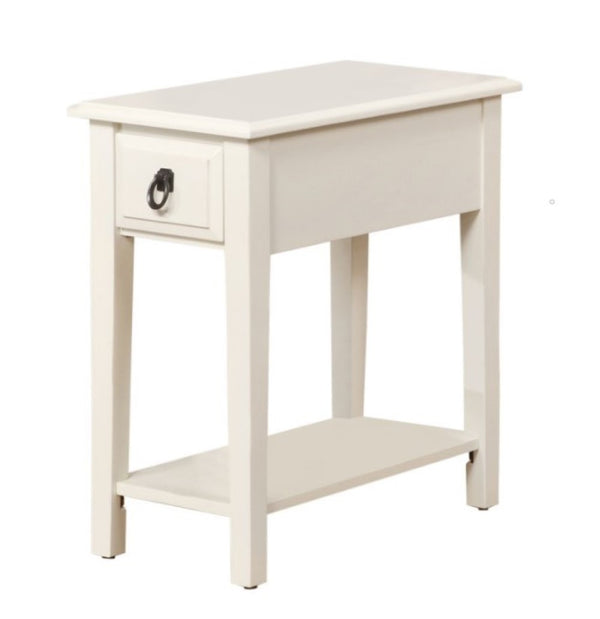 Homeroots 23" White Solid Wood End Table With Drawer And Shelf White  285371
