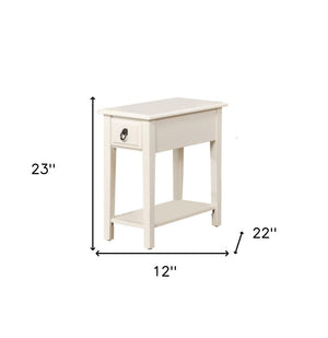 HomeRoots 23" Wood End Table with Drawer and Magazine Holder for Classic Charm and Versatile Storage Solutions White 285371