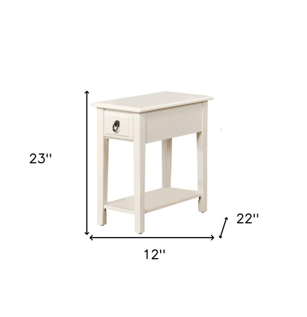 HomeRoots 23" Wood End Table with Drawer and Magazine Holder for Classic Charm and Versatile Storage Solutions White 285371