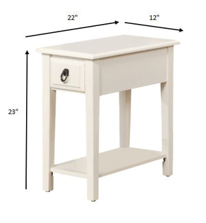 Homeroots 23" White Solid Wood End Table With Drawer And Shelf White  285371