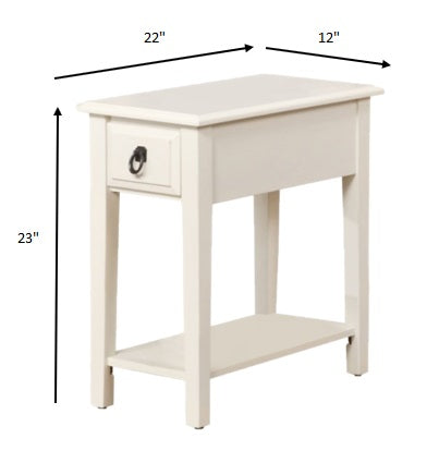Homeroots 23" White Solid Wood End Table With Drawer And Shelf White  285371