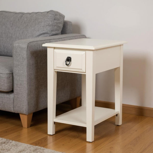 HomeRoots 23" Wood End Table with Drawer and Magazine Holder for Classic Charm and Versatile Storage Solutions White 285371