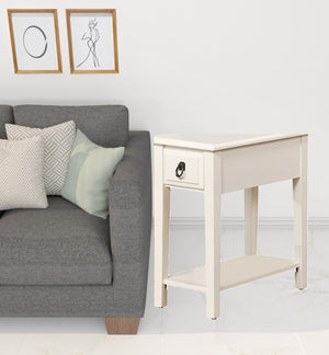 Homeroots 23" White Solid Wood End Table With Drawer And Shelf White  285371