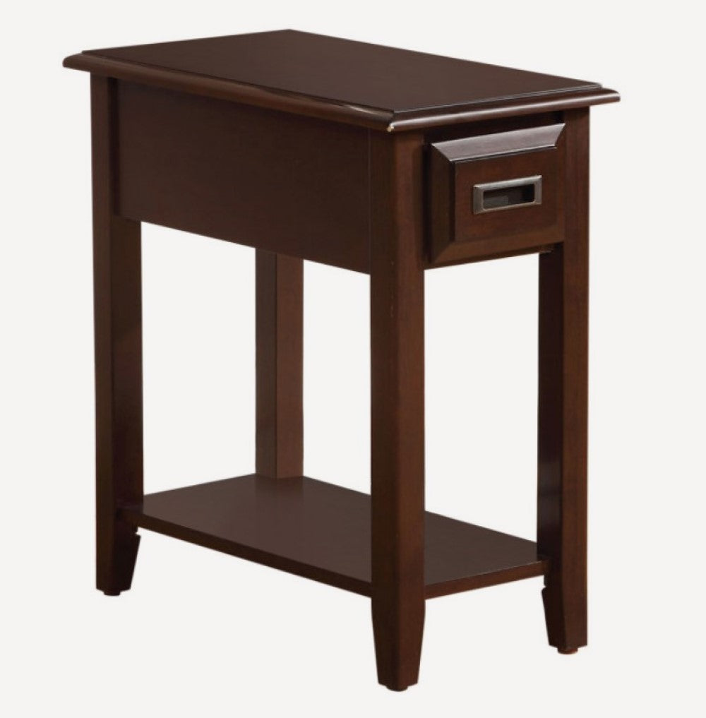 Homeroots 23" Brown Solid Wood End Table With Drawer And Shelf Dark Cherry  285375