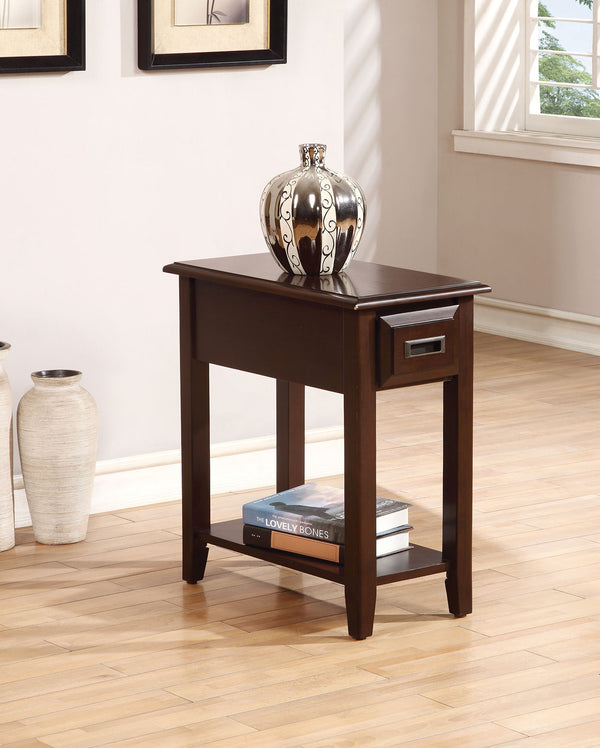 Homeroots 23" Brown Solid Wood End Table With Drawer And Shelf Dark Cherry  285375