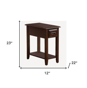 Homeroots 23" Brown Solid Wood End Table With Drawer And Shelf Dark Cherry  285375