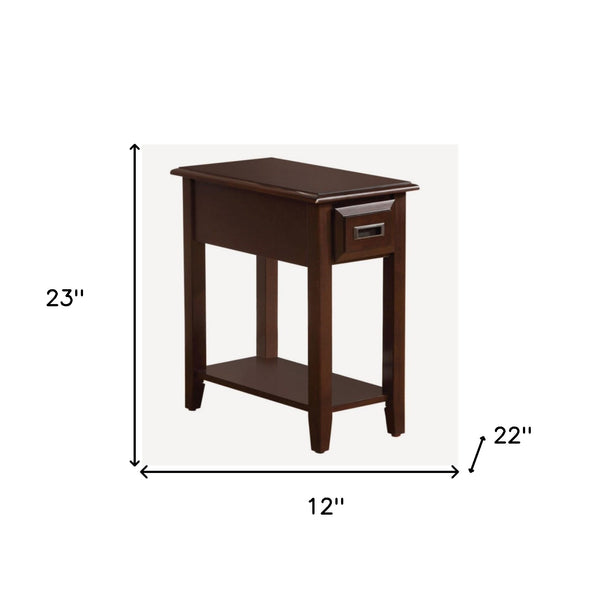 Homeroots 23" Brown Solid Wood End Table With Drawer And Shelf Dark Cherry  285375
