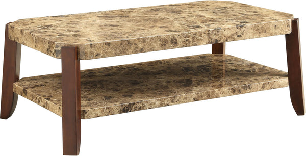Homeroots 48" X 26" X 18" Faux Marble And Brown Coffee Table   285384