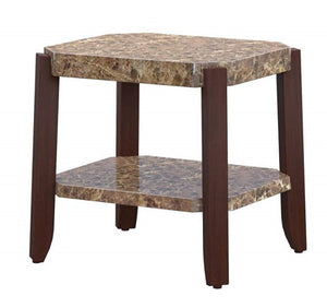 Homeroots Faux Marble And Brown End Table   285385