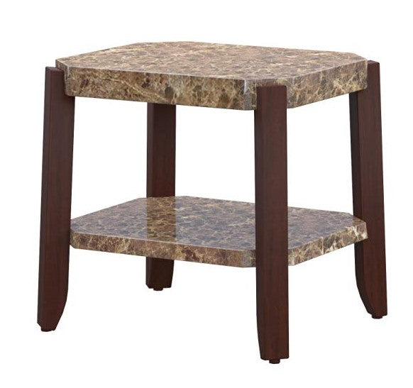 Homeroots Faux Marble And Brown End Table   285385