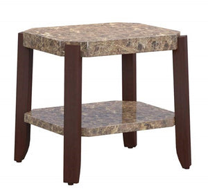 Homeroots Faux Marble And Brown End Table   285385