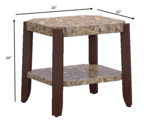 Homeroots Faux Marble And Brown End Table   285385