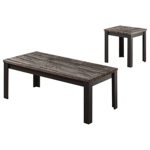 Homeroots 48" X 24" X 18" 2pc Faux Marble And Black Pack Coffee And End Table Set   285389