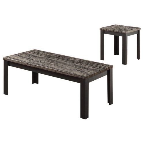 Homeroots 48" X 24" X 18" 2pc Faux Marble And Black Pack Coffee And End Table Set   285389