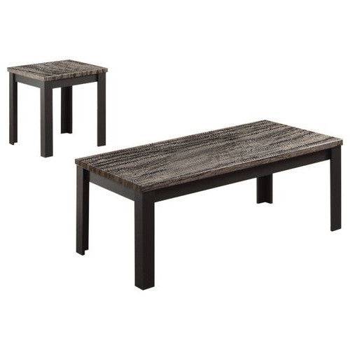 Homeroots 48" X 24" X 18" 2pc Faux Marble And Black Pack Coffee And End Table Set   285389