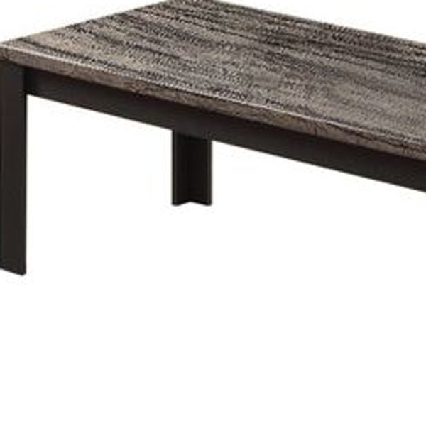 Homeroots 48" X 24" X 18" 2pc Faux Marble And Black Pack Coffee And End Table Set   285389