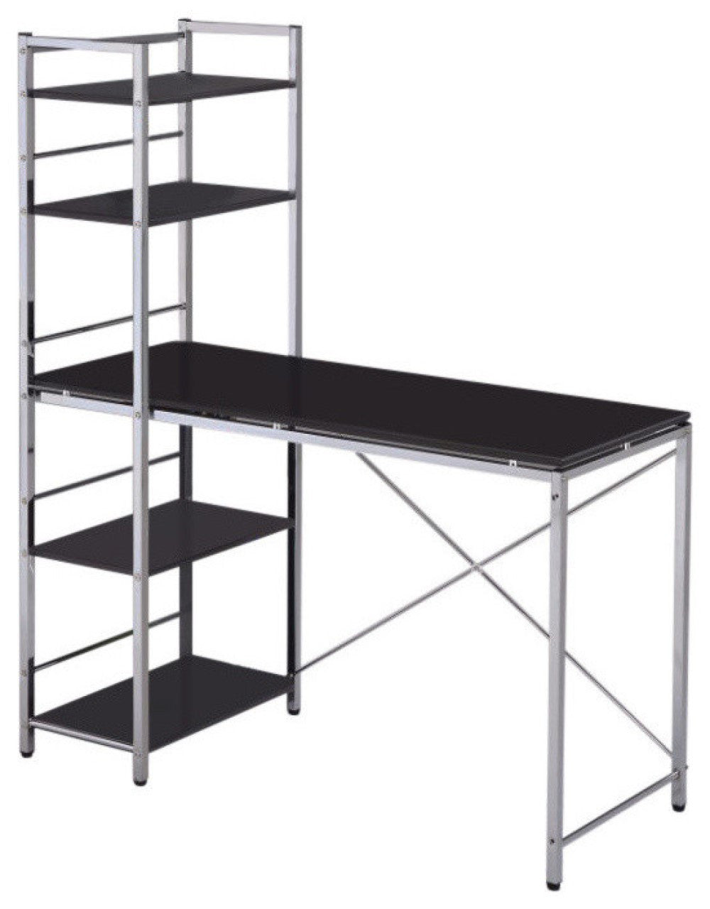 Homeroots 47" Black And Silver Computer Desk   285414