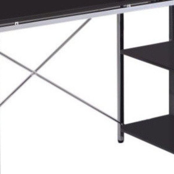 Homeroots 47" Black And Silver Computer Desk   285414