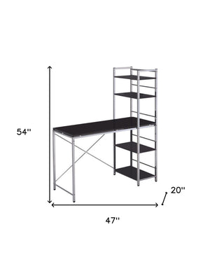 HomeRoots 47" Black and Silver Computer Desk - Modern Ergonomic Design for Home Office or Workspace Efficiency 285414