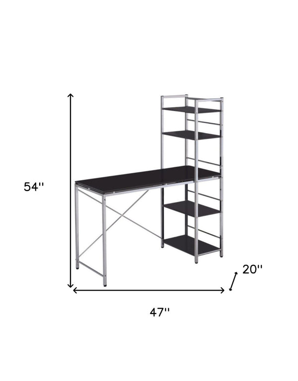 HomeRoots 47" Black and Silver Computer Desk - Modern Ergonomic Design for Home Office or Workspace Efficiency 285414