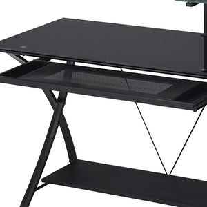 Homeroots 43" Black Glass Computer Desk   285415