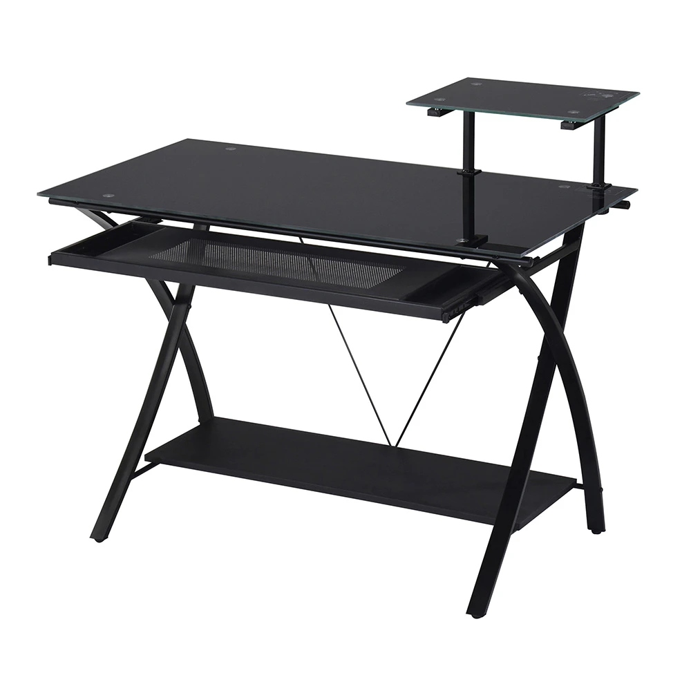 Homeroots 43" Black Glass Computer Desk   285415