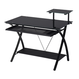 Homeroots 43" Black Glass Computer Desk   285415