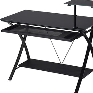 Homeroots 43" Black Glass Computer Desk   285415