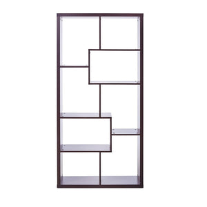 HomeRoots 71" Cappuccino Wood Seven-Tier Geometric Bookcase for Stylish Vertical Storage & Modern Décor 285417