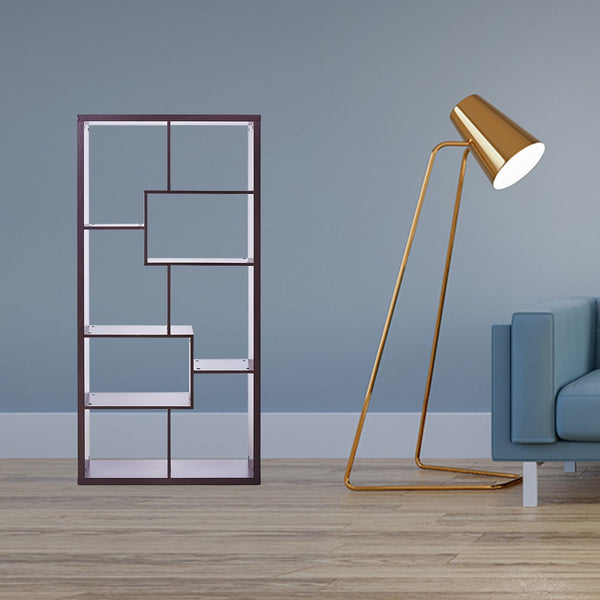 HomeRoots 71" Cappuccino Wood Seven-Tier Geometric Bookcase for Stylish Vertical Storage & Modern Décor 285417
