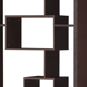 HomeRoots 71" Cappuccino Wood Seven-Tier Geometric Bookcase for Stylish Vertical Storage & Modern Décor 285417