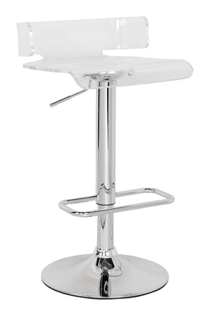 Homeroots Clear And Silver Acrylic And Metal Low Back Adjustable Height Swivel Bar Chair Clear  285445