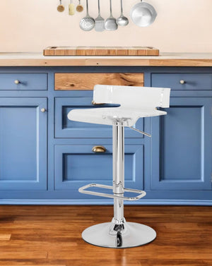 Homeroots Clear And Silver Acrylic And Metal Low Back Adjustable Height Swivel Bar Chair Clear  285445