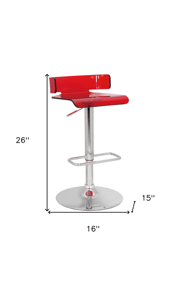 Homeroots Red Adjustable Height Bar Chair With Stylish Low Back Design, Metal Frame & Footrest For Comfort Red  285447