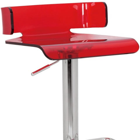 Homeroots Red Adjustable Height Bar Chair With Stylish Low Back Design, Metal Frame & Footrest For Comfort Red  285447