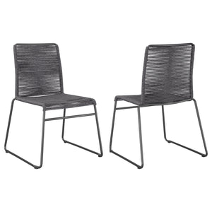 English Elm Jerome Charcoal Woven Rope Stackable Chairs (Set Of 2) - Modern Rustic Design For Any Space B062P344938